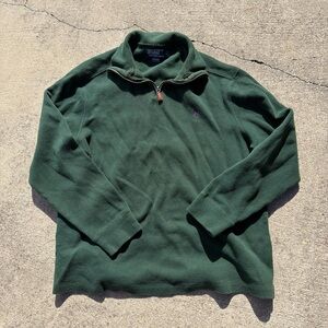 Ralph Lauren Polo Forest Green quarter Zip Sweater shirt